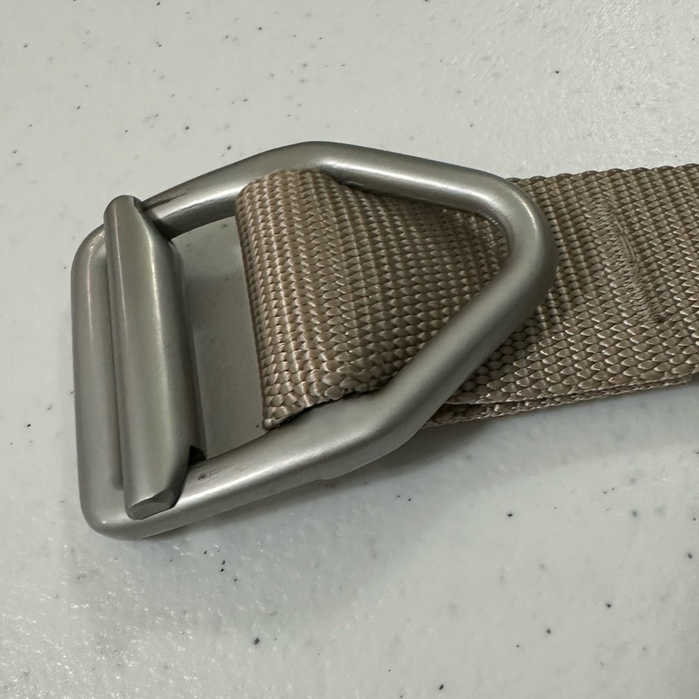 Bison Beige nylon Belt with Silver Buckle - Picture 7 of 9